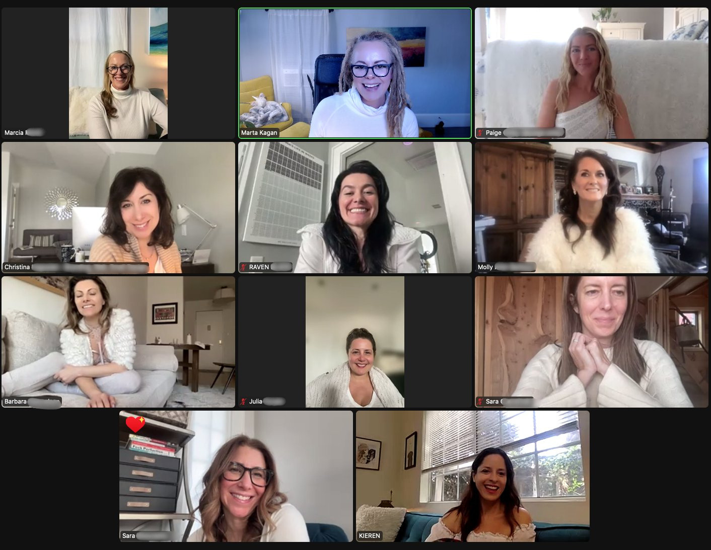A prior FUCK YES cohort together on a Zoom closing ceremony call