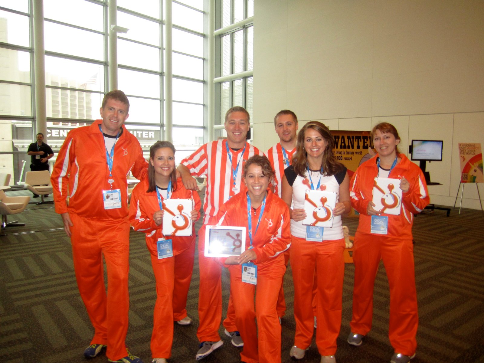HubSpot team in orange jumpsuits, Dreamforce 2011