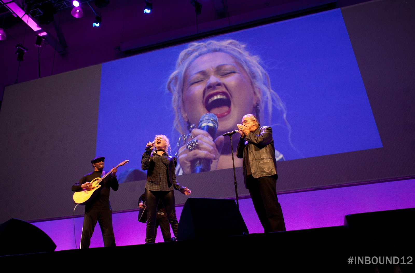 Cyndi Lauper and David Meerman Scott on stage at INBOUND 2012